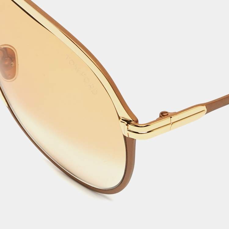 Pre Owned Tom Ford Gold Gradient Xaier TF 1060 Aviator Sunglasses