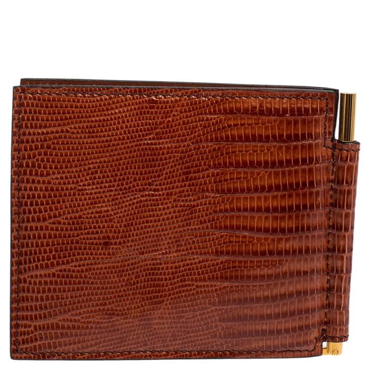 Pre Owned Tom Ford Brown Lizard Money Clip Wallet