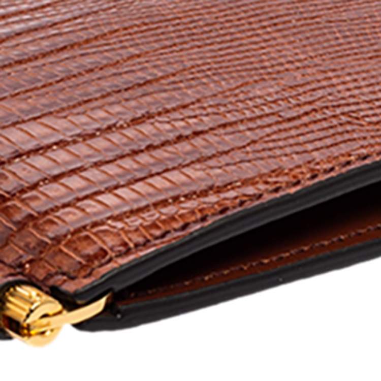 Pre Owned Tom Ford Brown Lizard Money Clip Wallet