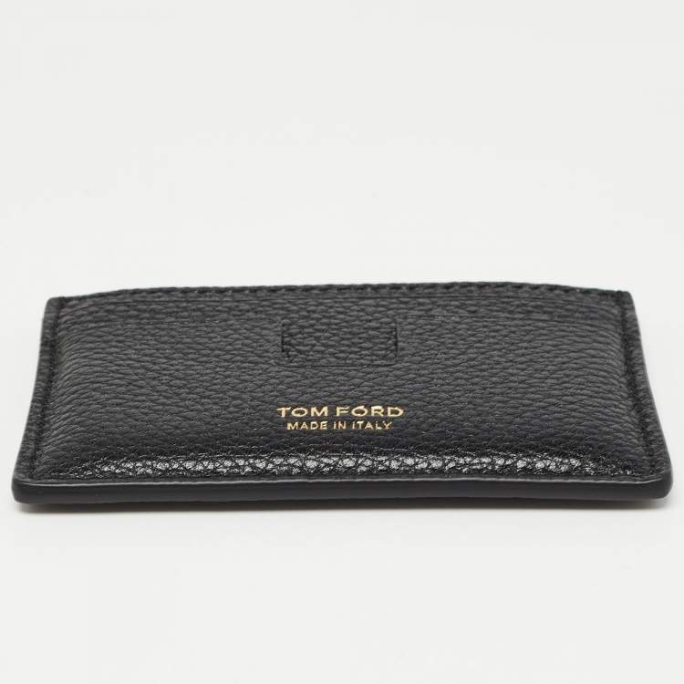 Pre Owned Tom Ford Black Leather T-Line Card Holder