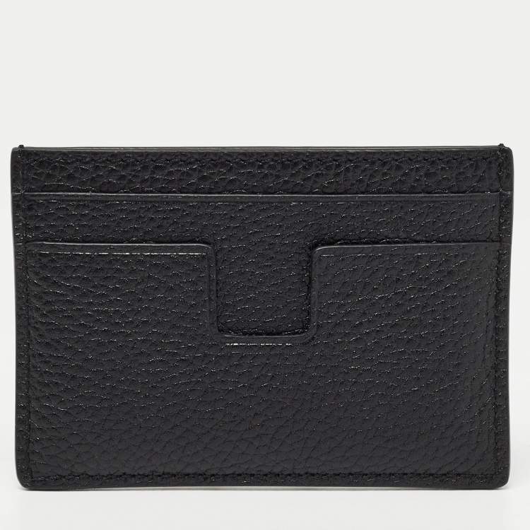 Pre Owned Tom Ford Black Leather T-Line Card Holder