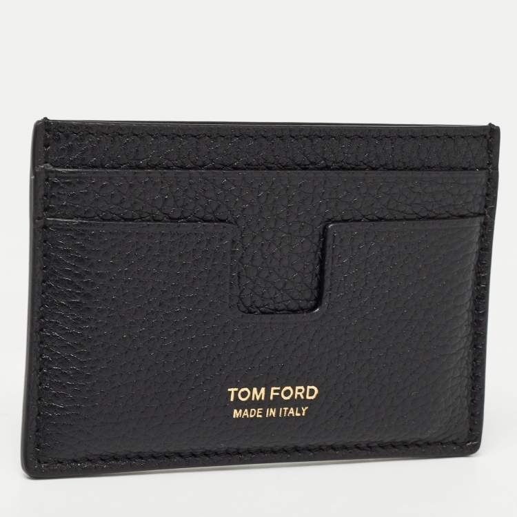 Pre Owned Tom Ford Black Leather T-Line Card Holder