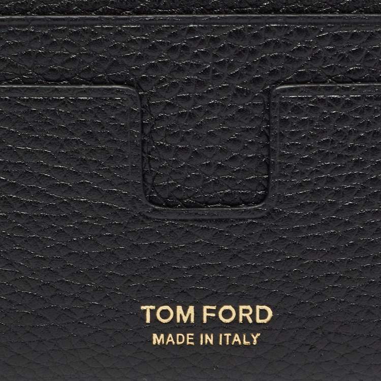 Pre Owned Tom Ford Black Leather T-Line Card Holder