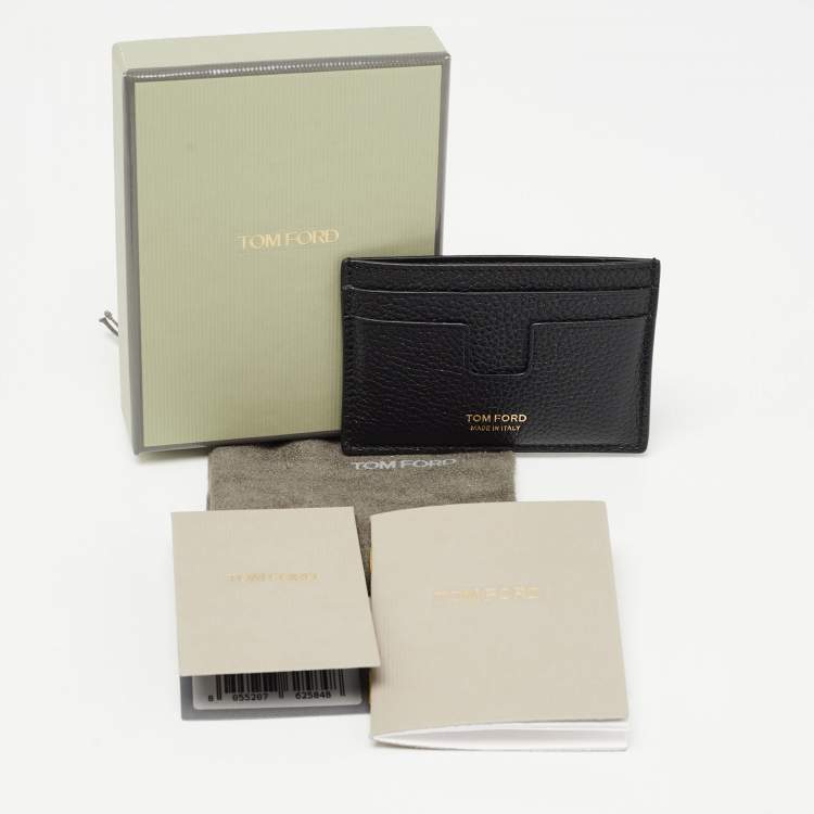 Pre Owned Tom Ford Black Leather T-Line Card Holder