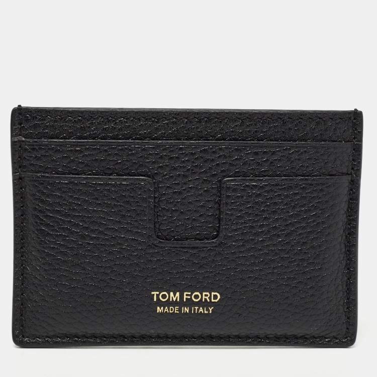 Pre Owned Tom Ford Black Leather T-Line Card Holder