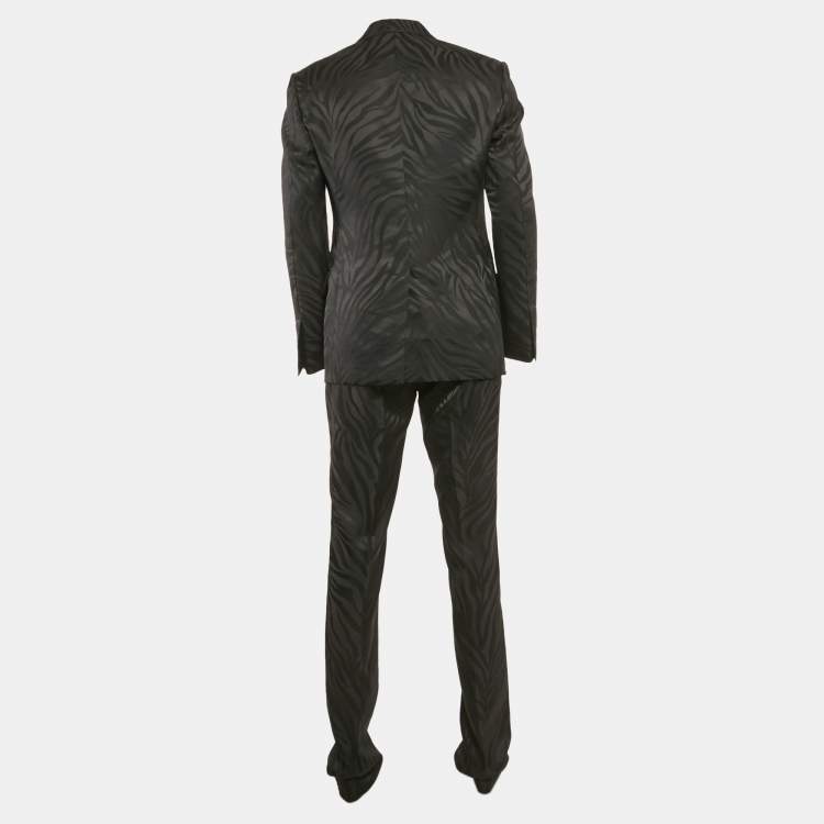 Pre Owned Tom Ford Black Jacquard Single Breasted Pants Suit L