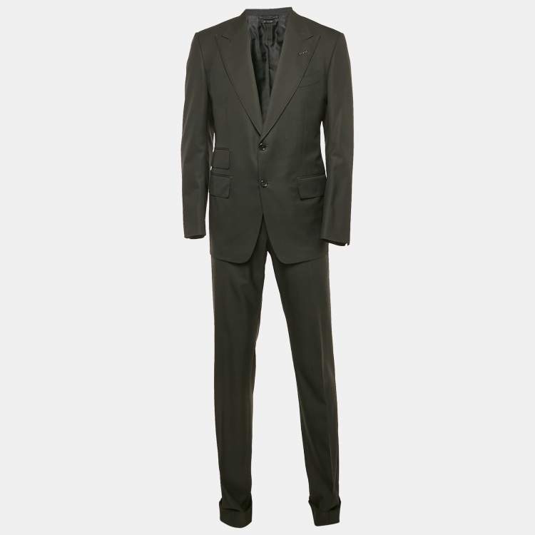 Pre Owned Tom Ford Black Wool Regular Fit Suit L