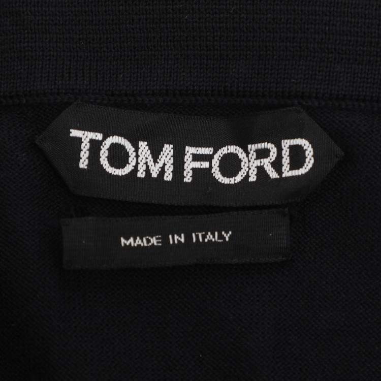 مملوكة مسبقًا Tom Ford Black Cotton Knit Polo T-Shirt XL