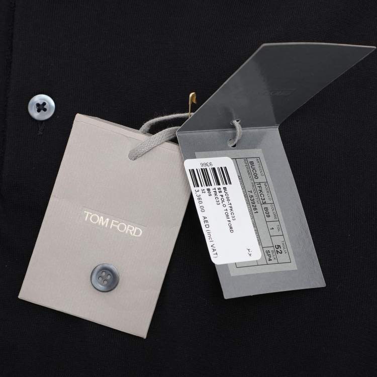 مملوكة مسبقًا Tom Ford Black Cotton Knit Polo T-Shirt XL