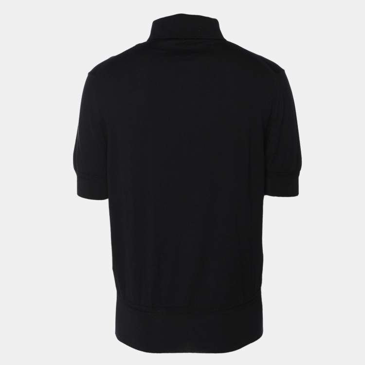 مملوكة مسبقًا Tom Ford Black Cotton Knit Polo T-Shirt XL