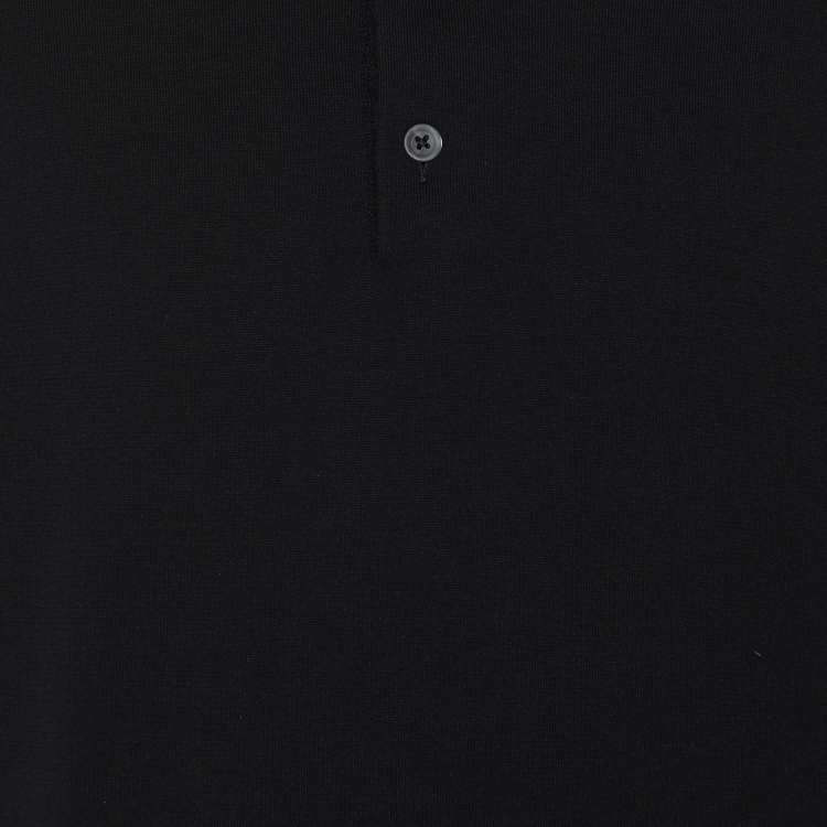 مملوكة مسب�قًا Tom Ford Black Cotton Knit Polo T-Shirt XL