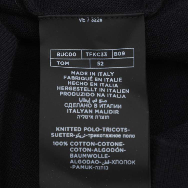 مملوكة مسبقًا Tom Ford Black Cotton Knit Polo T-Shirt XL