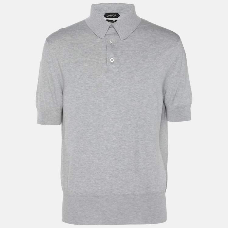 Pre Owned Tom Ford Grey Cotton Knit Polo T-Shirt XL