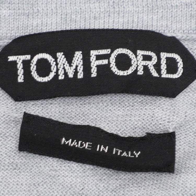 Pre Owned Tom Ford Grey Cotton Knit Polo T-Shirt XL