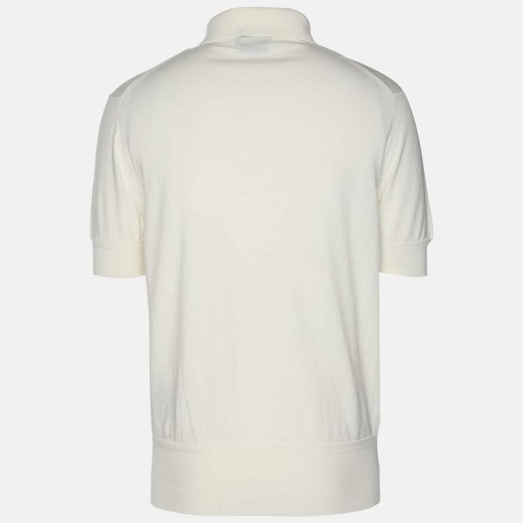Pre Owned Tom Ford Cream Cotton Knit Polo T-Shirt XL