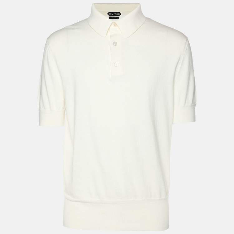 Pre Owned Tom Ford Cream Cotton Knit Polo T-Shirt XL