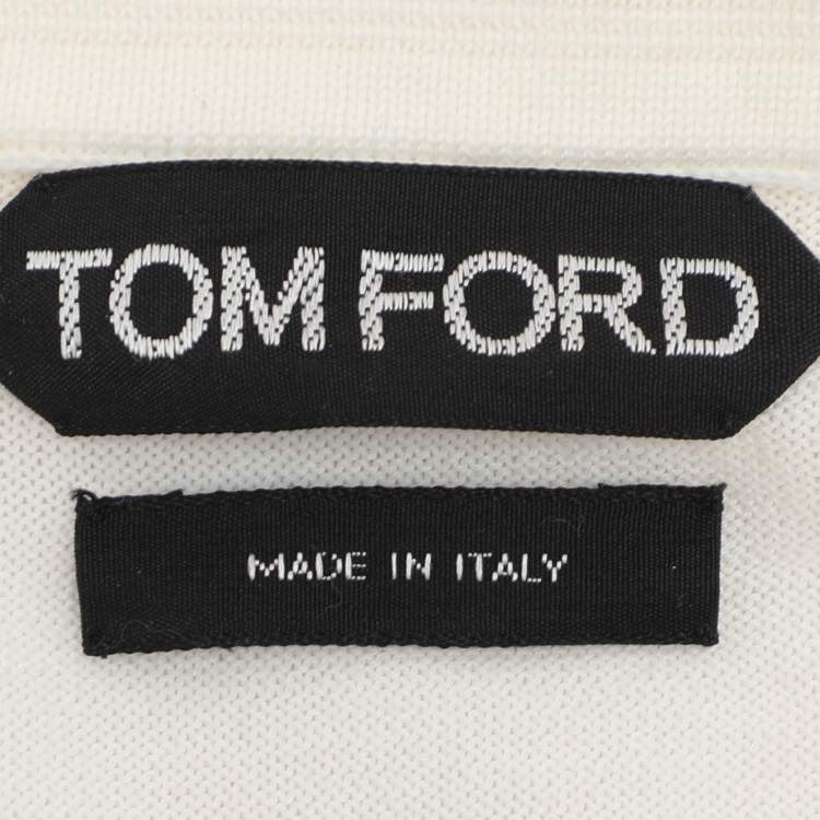 Pre Owned Tom Ford Cream Cotton Knit Polo T-Shirt XL