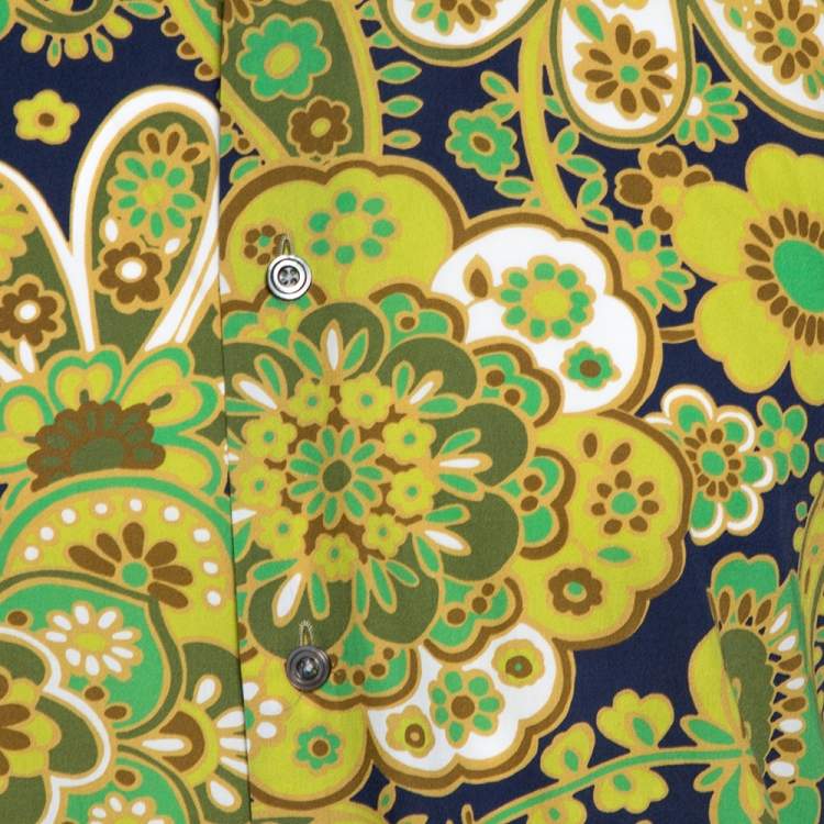 Pre Owned Tom Ford Green Floral Print Cotton Long Sleeve Shirt L