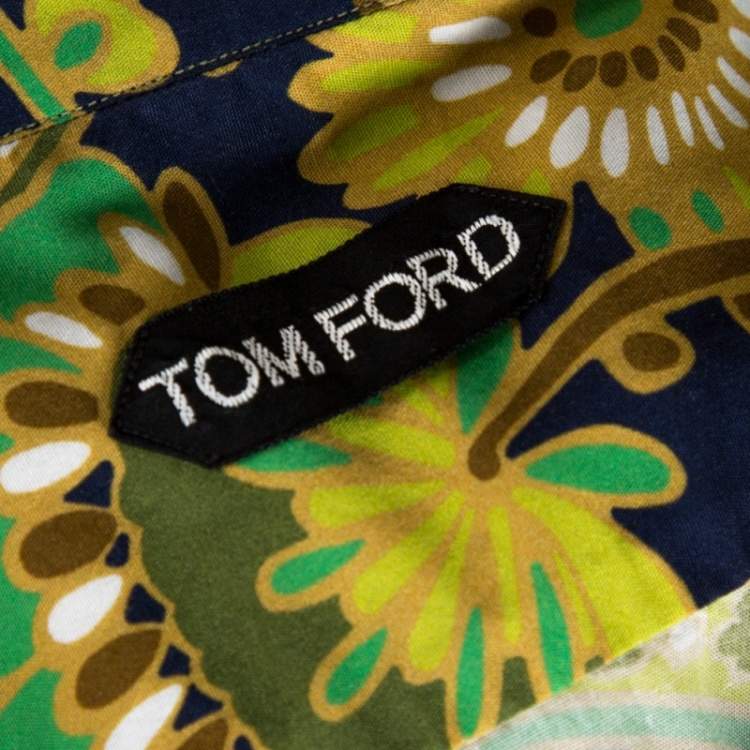 Pre Owned Tom Ford Green Floral Print Cotton Long Sleeve Shirt L