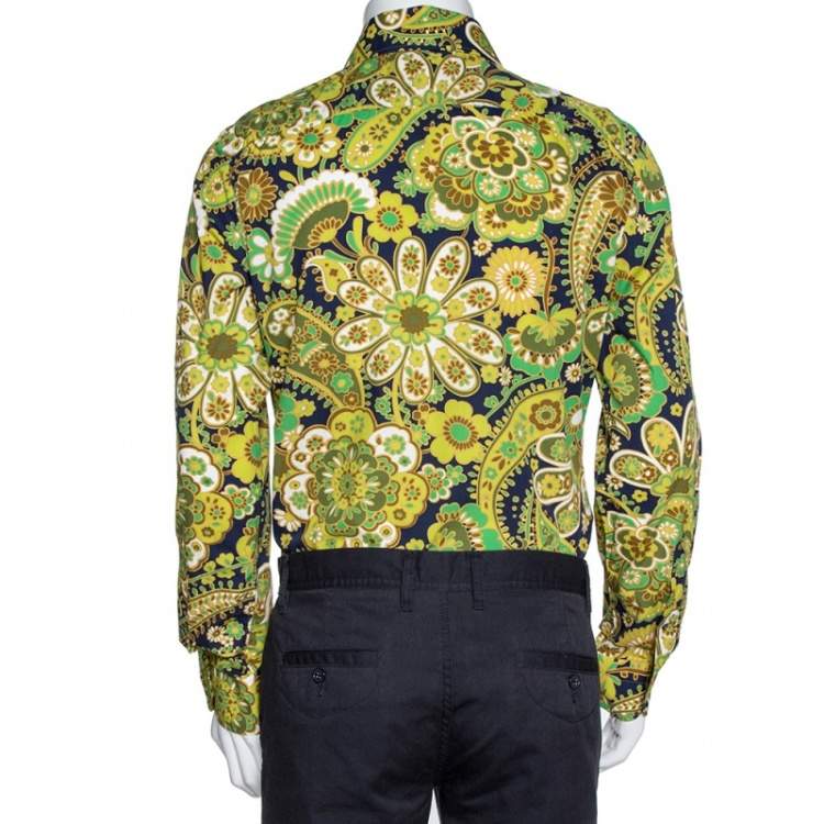 Pre Owned Tom Ford Green Floral Print Cotton Long Sleeve Shirt L