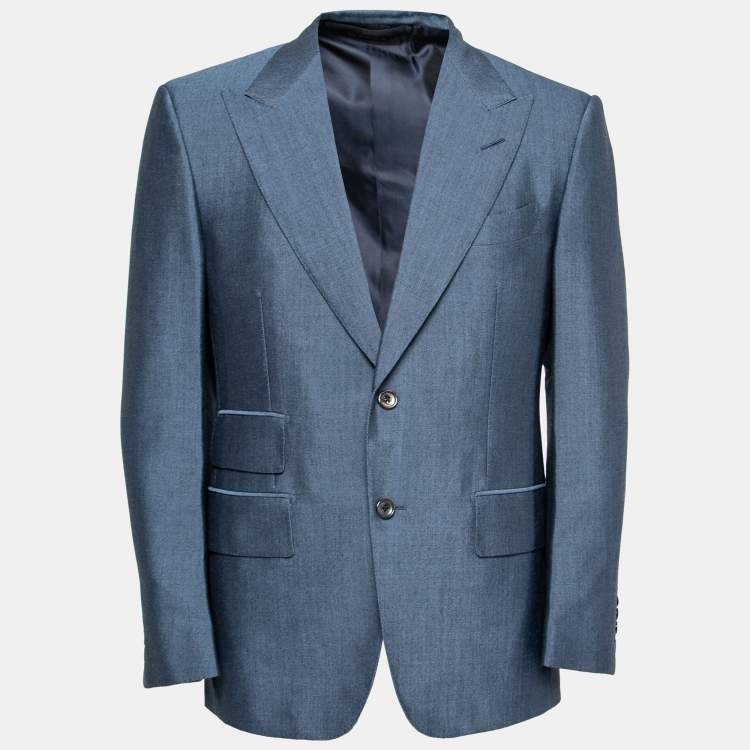 مملوكة مسبقًا Tom Ford Blue Mohair Wool Single Breasted Blazer L