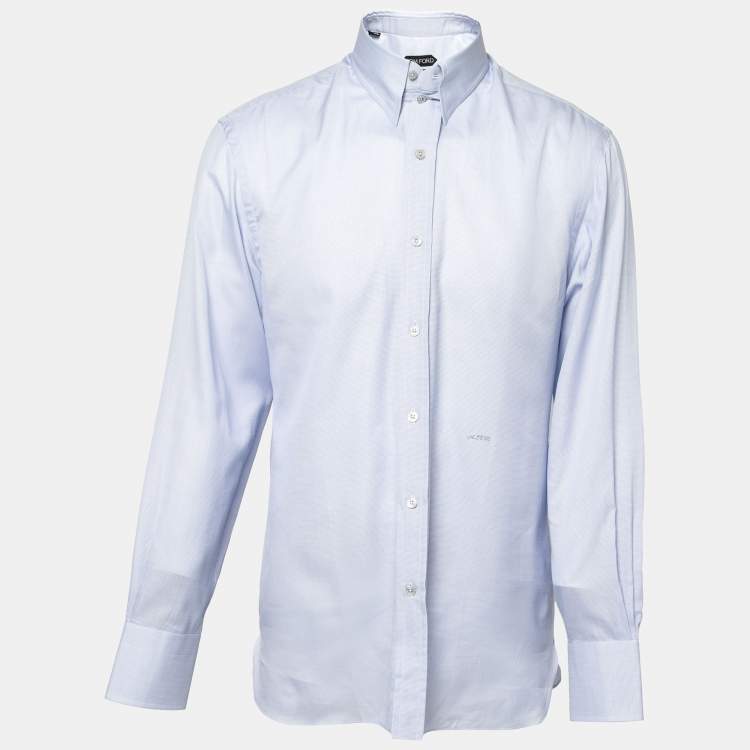 Pre Owned Tom Ford Blue Cotton Button Front Shirt  L