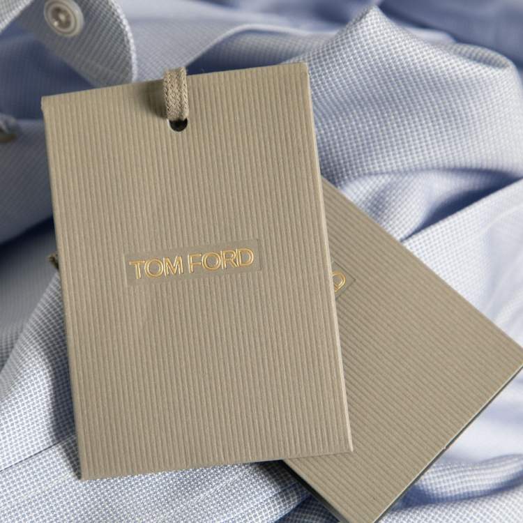 Pre Owned Tom Ford Blue Cotton Button Front Shirt  L