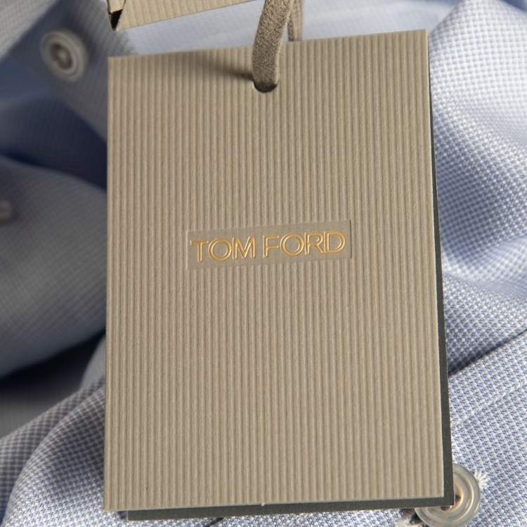 Pre Owned Tom Ford Blue Cotton Button Front Shirt  L