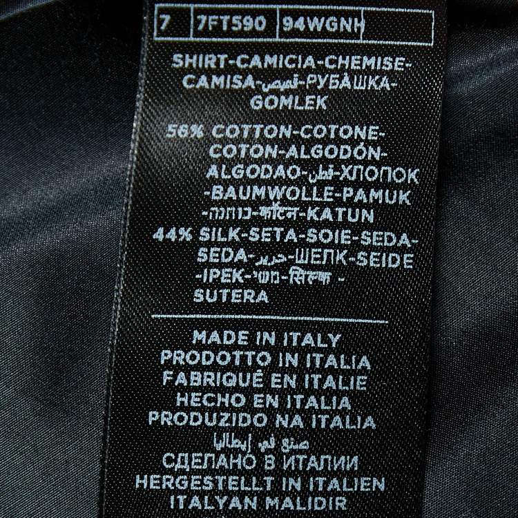 Pre Owned Tom Ford Black Cotton & Silk Stand Collar Shirt M
