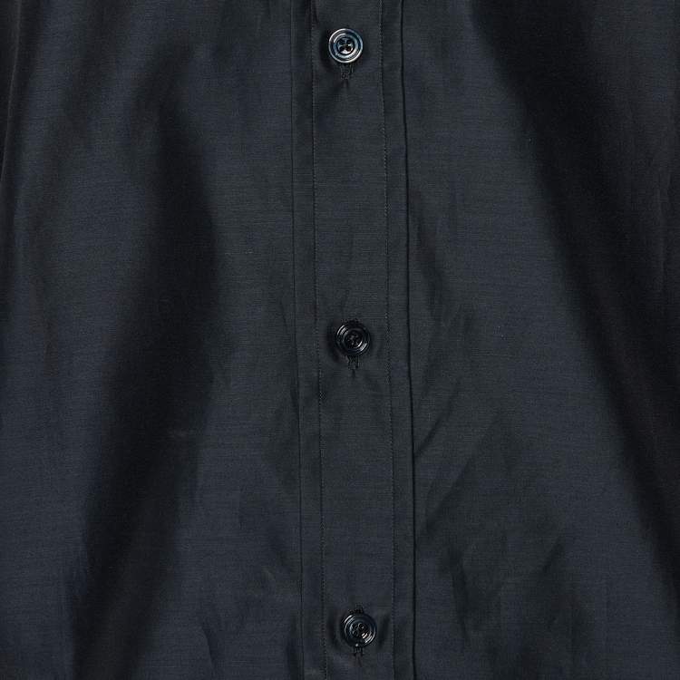 Pre Owned Tom Ford Black Cotton & Silk Stand Collar Shirt M