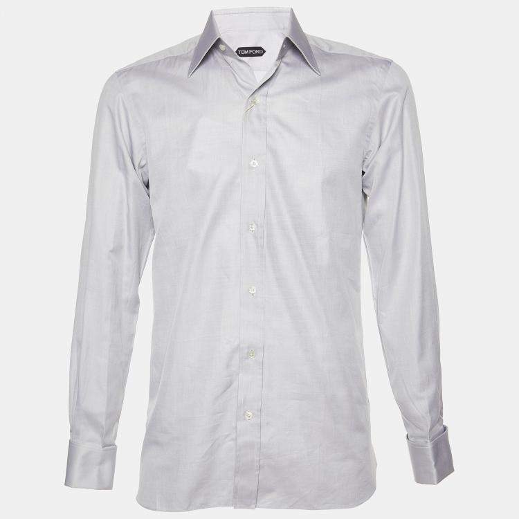 Pre Owned Tom Ford Grey Cotton Long Sleeve Shirt M (EU 39)