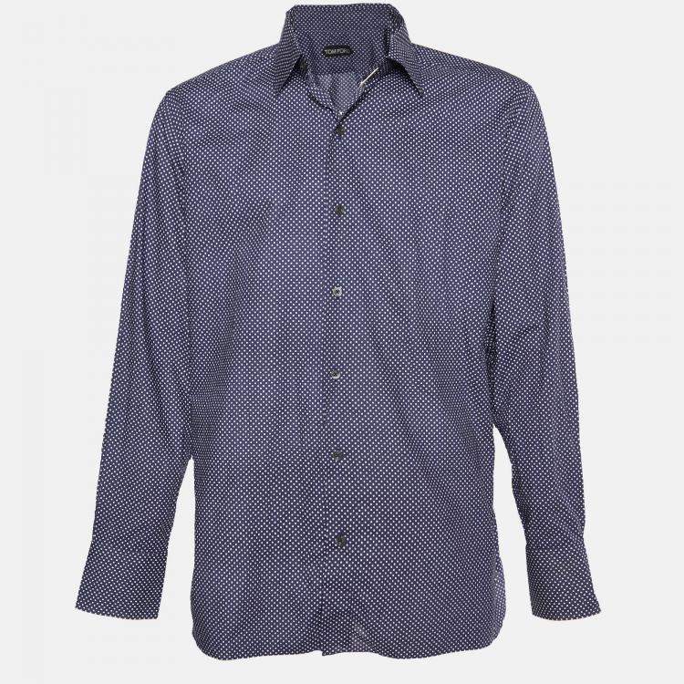 Pre Owned Tom Ford Polka Dot Button Front Shirt 44