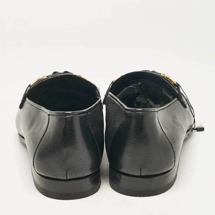 Pre Owned Tom Ford Black Leather Fringe Slip On Loafers Size 44