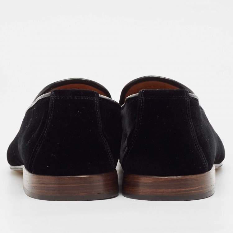 مملوكة مسبقًا Tom Ford Black Leather Velvet Loafers Size 44