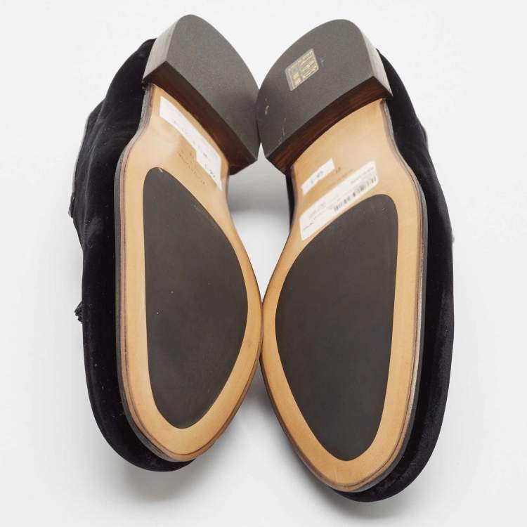 مملوكة مسبقًا Tom Ford Black Leather Velvet Loafers Size 44