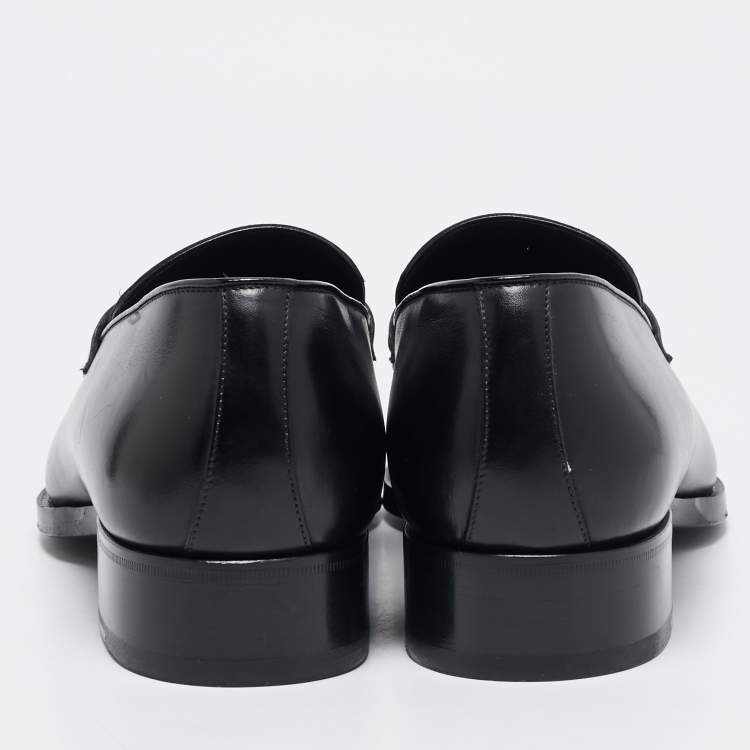 Pre Owned Tom Ford Black Leather Twisted Band Penny Loafers Size 42