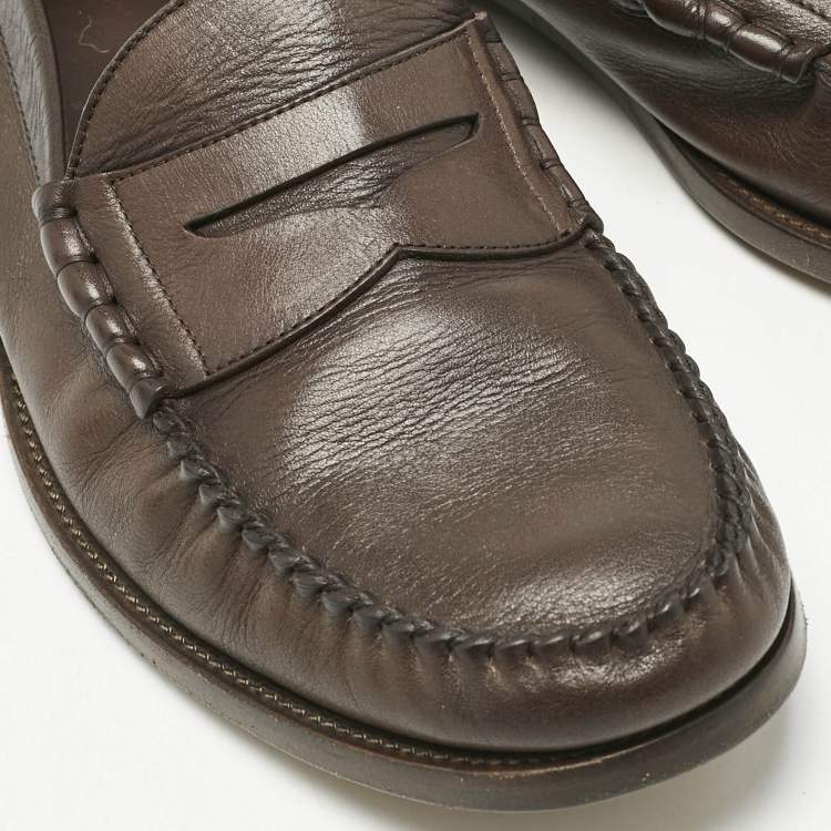 Pre Owned Tom Ford Brown Leather Loafers Size 43.5