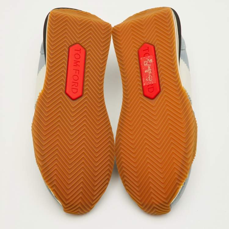 مملوكة مسبقًا Tom Ford James Size 42 Light Blue/Grey Canvas and Suede Low Top Sneakers