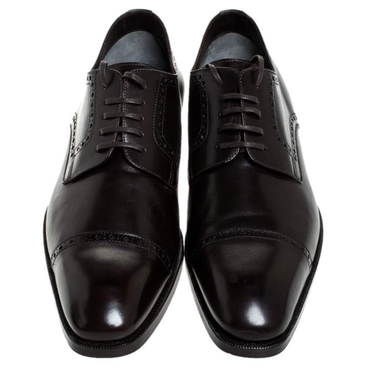 Pre Owned Tom Ford Brown Leather Lace Up Oxfords Size 45