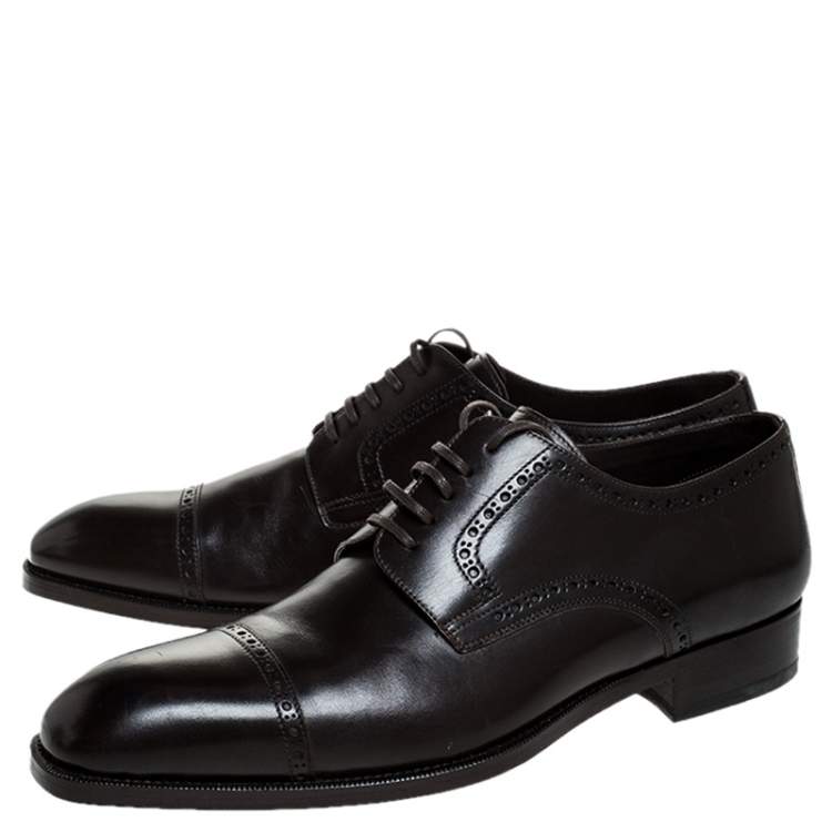 Pre Owned Tom Ford Brown Leather Lace Up Oxfords Size 45