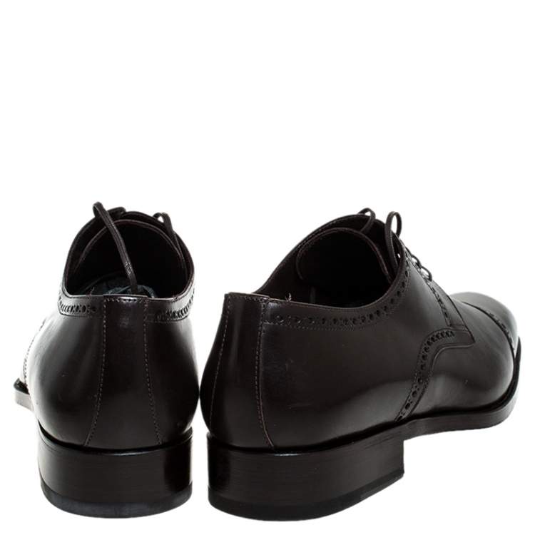 Pre Owned Tom Ford Brown Leather Lace Up Oxfords Size 45