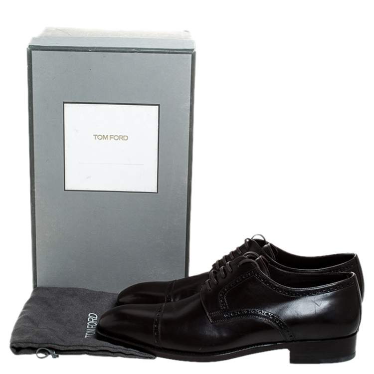 Pre Owned Tom Ford Brown Leather Lace Up Oxfords Size 45