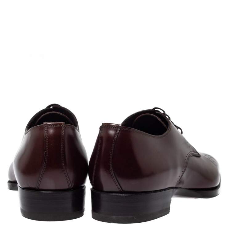 Pre Owned Tom Ford Brown Leather Lace Up Oxfords Size 43