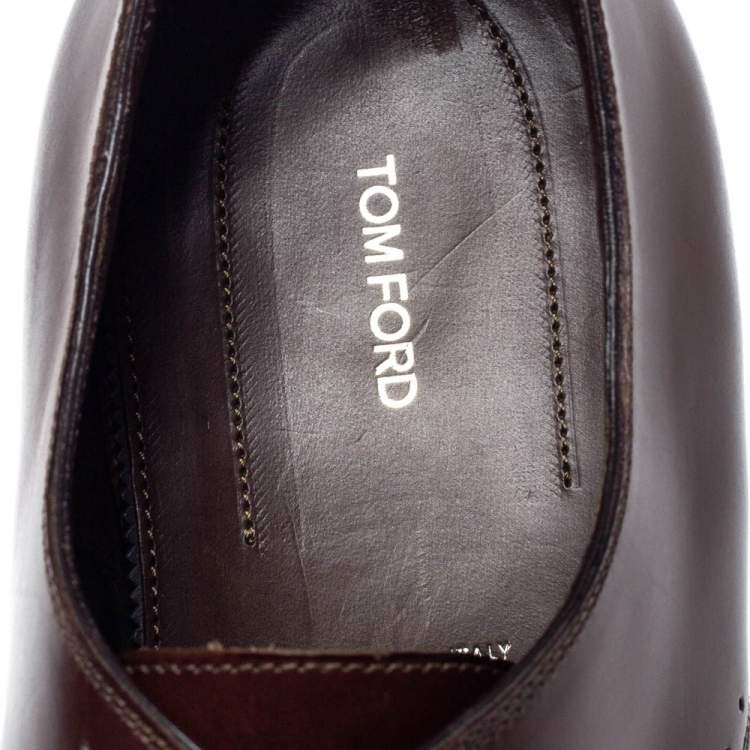 Pre Owned Tom Ford Brown Leather Lace Up Oxfords Size 43