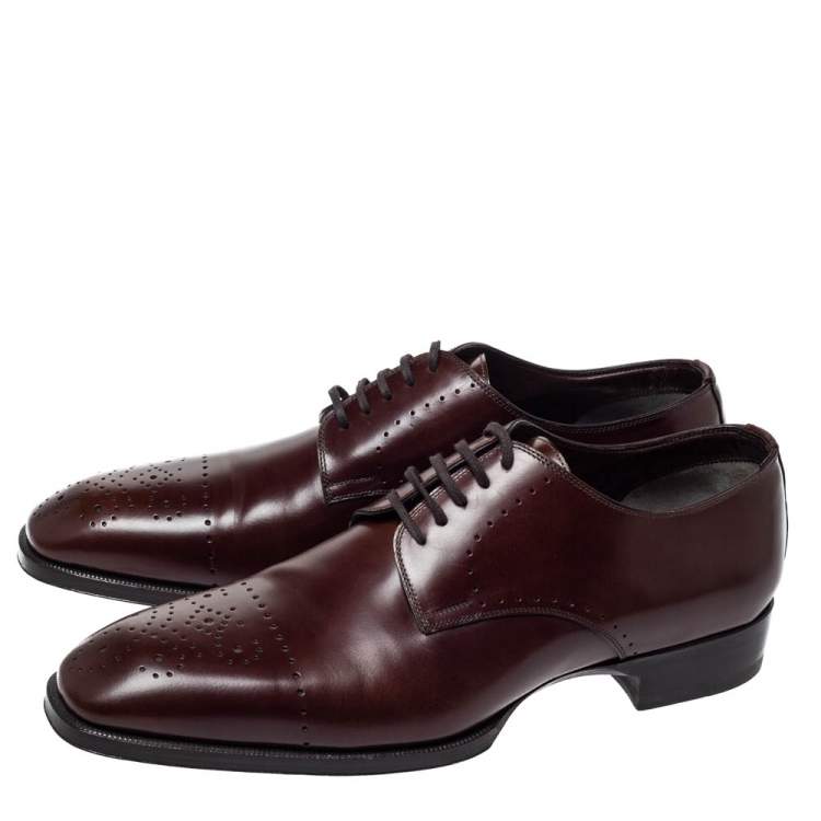 Pre Owned Tom Ford Brown Leather Lace Up Oxfords Size 43