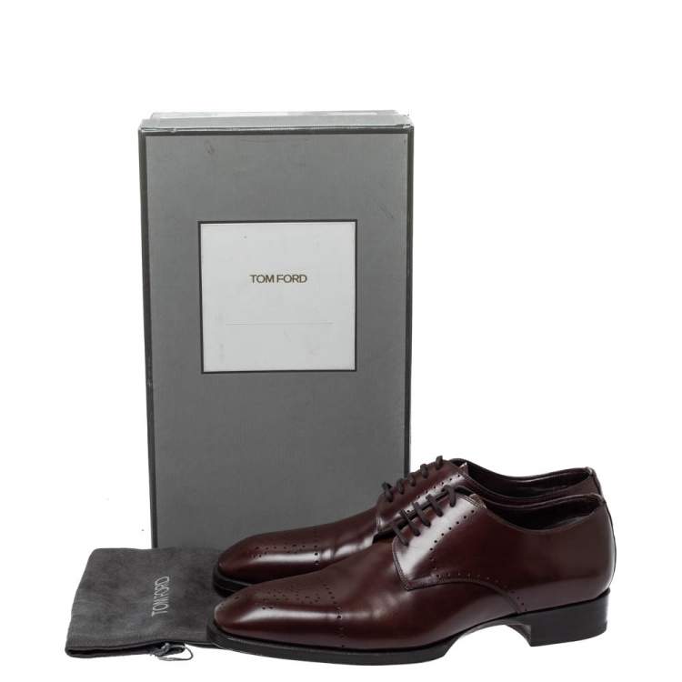 Pre Owned Tom Ford Brown Leather Lace Up Oxfords Size 43