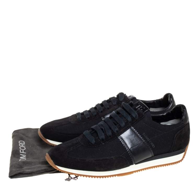 Pre Owned Tom Ford Navy Blue/Black Canvas And Suede Low Top Sneakers Size 41