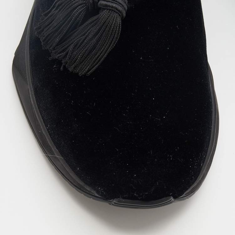 Pre Owned Tom Ford Black Velvet Tassel Detail Turner Sneakers Size 42