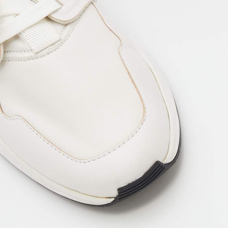 Pre Owned Tom Ford White Leather and Neoprene Jago Sneakers Size 44