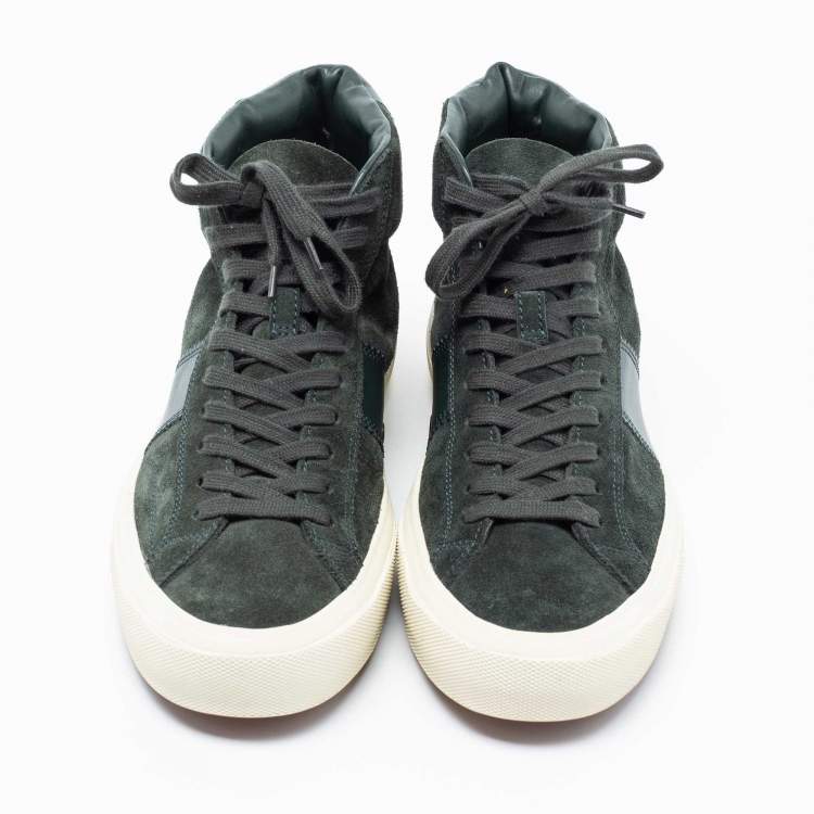 Pre Owned Tom Ford Green Suede and Leather Cambridge High-Top Sneakers Size 44